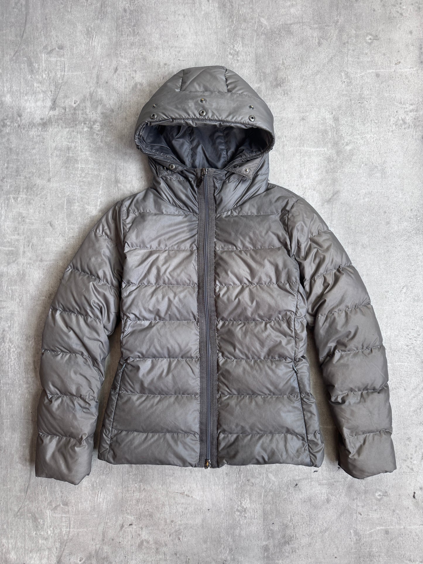 Moncler Grey Full Zip Down Hooded Puffer Jacket