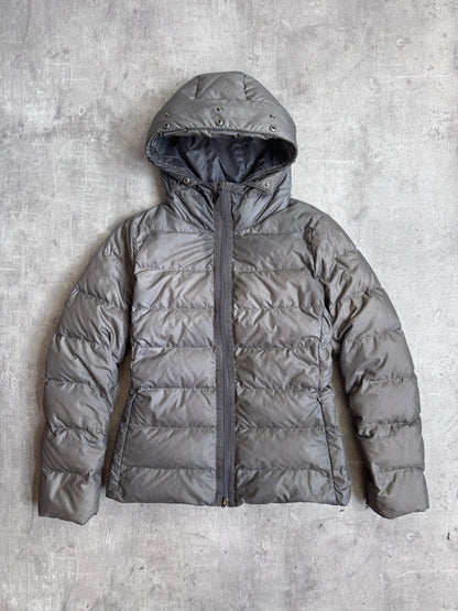 Moncler Grey Full Zip Down Hooded Puffer Jacket