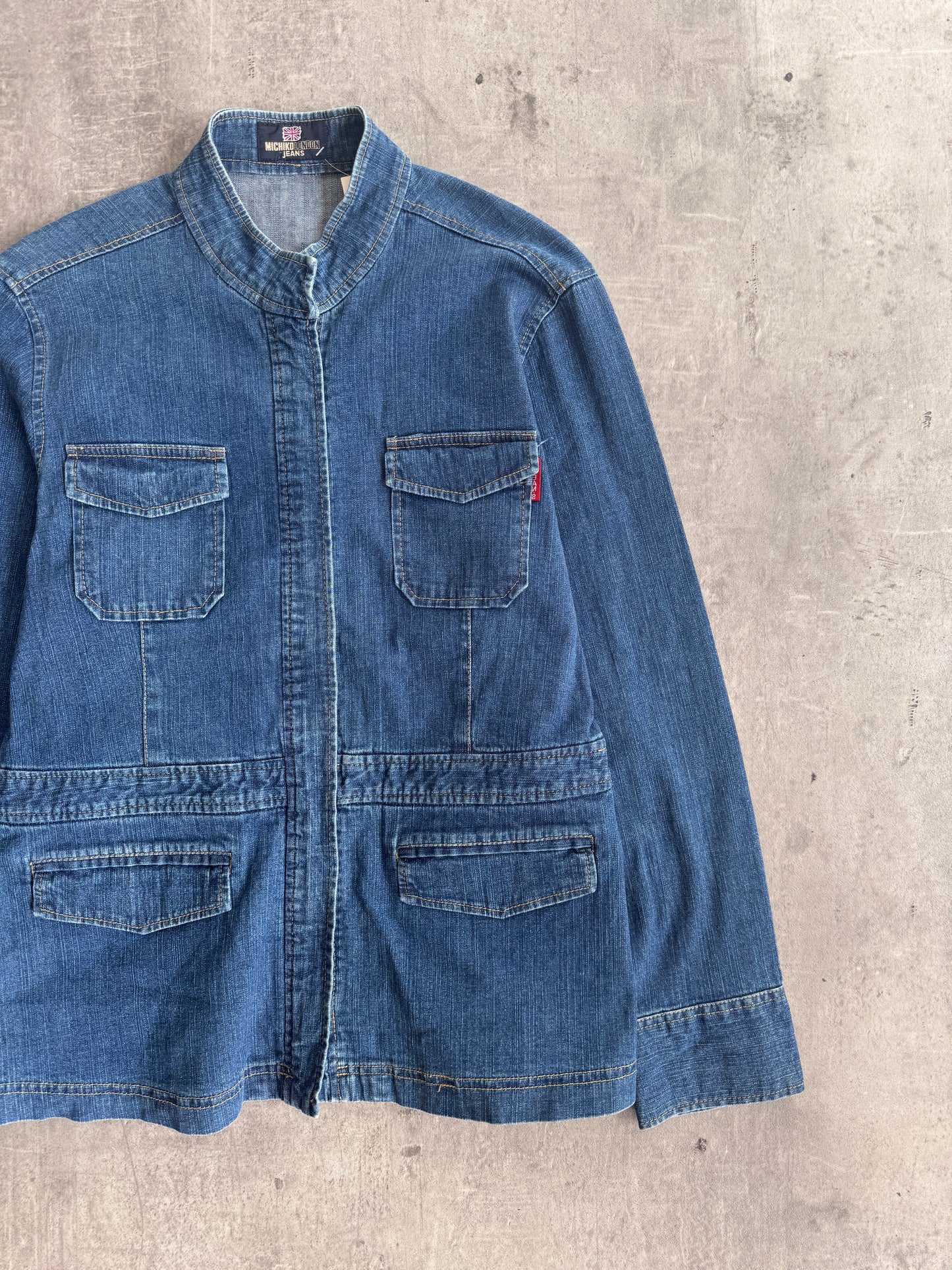 Michiko Jeans Blue Denim Multipocket Utility Jacket