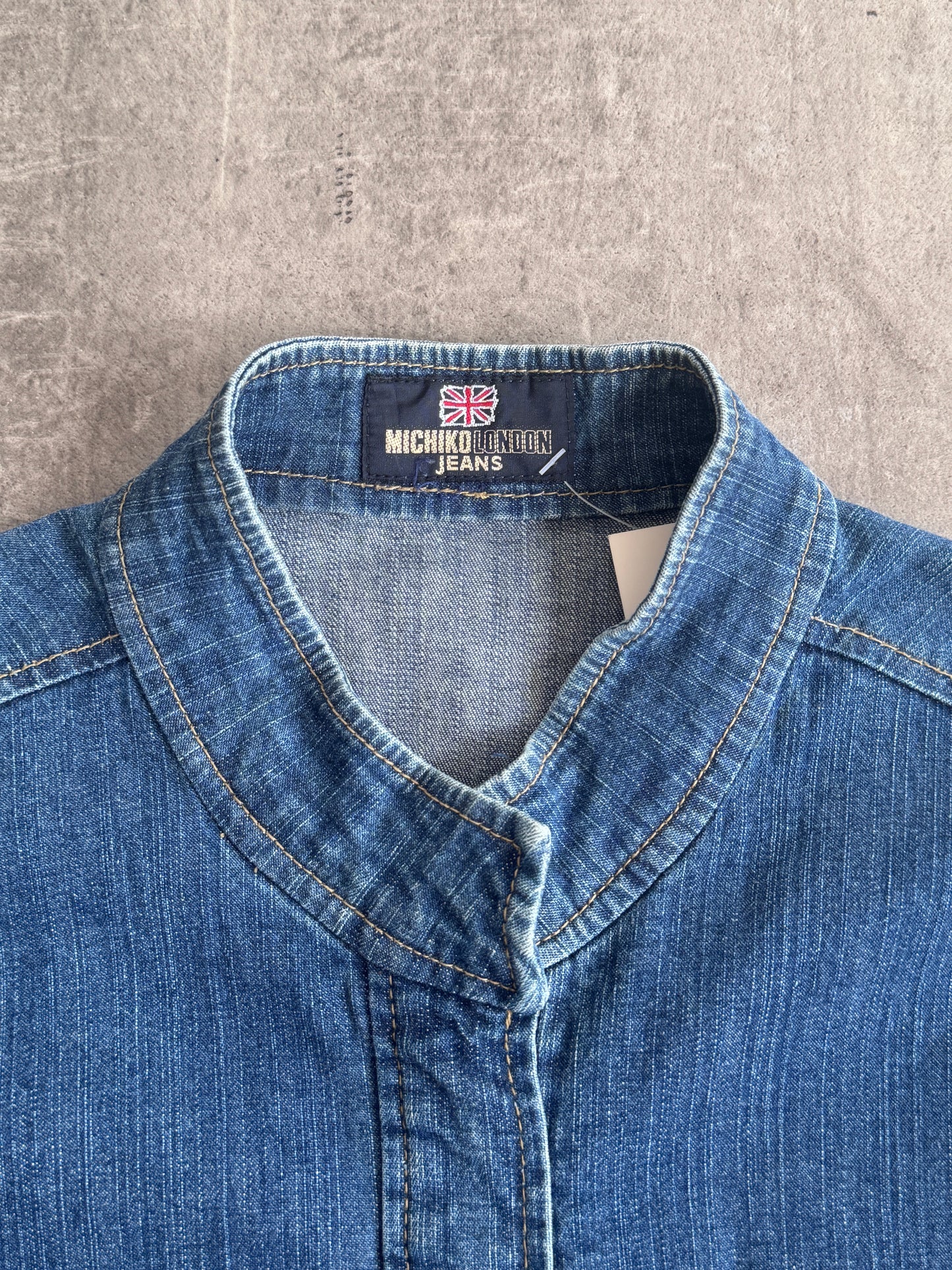 Michiko Jeans Blue Denim Multipocket Utility Jacket