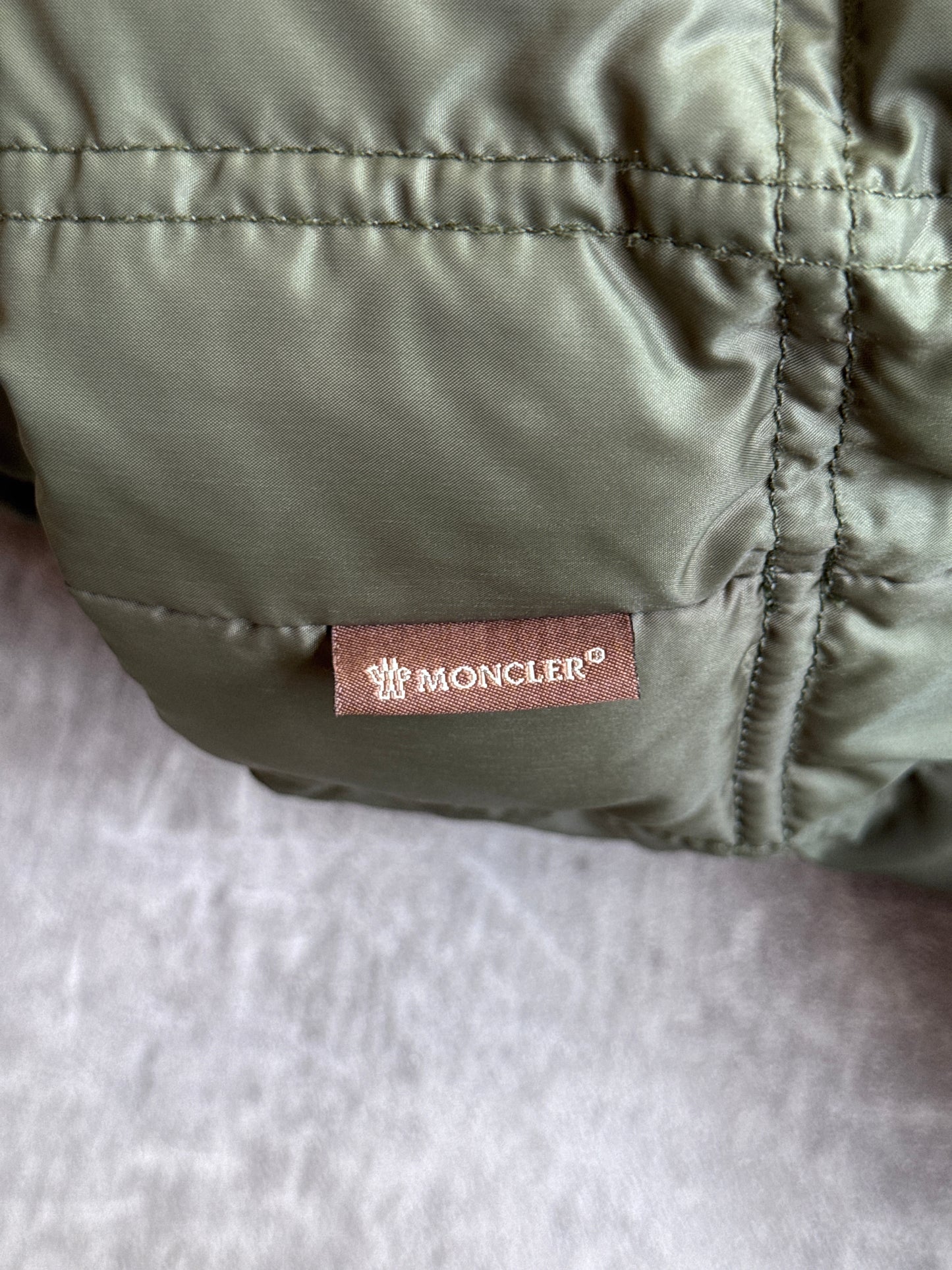 Moncler Grid Down Khaki Green Puffer Jacket