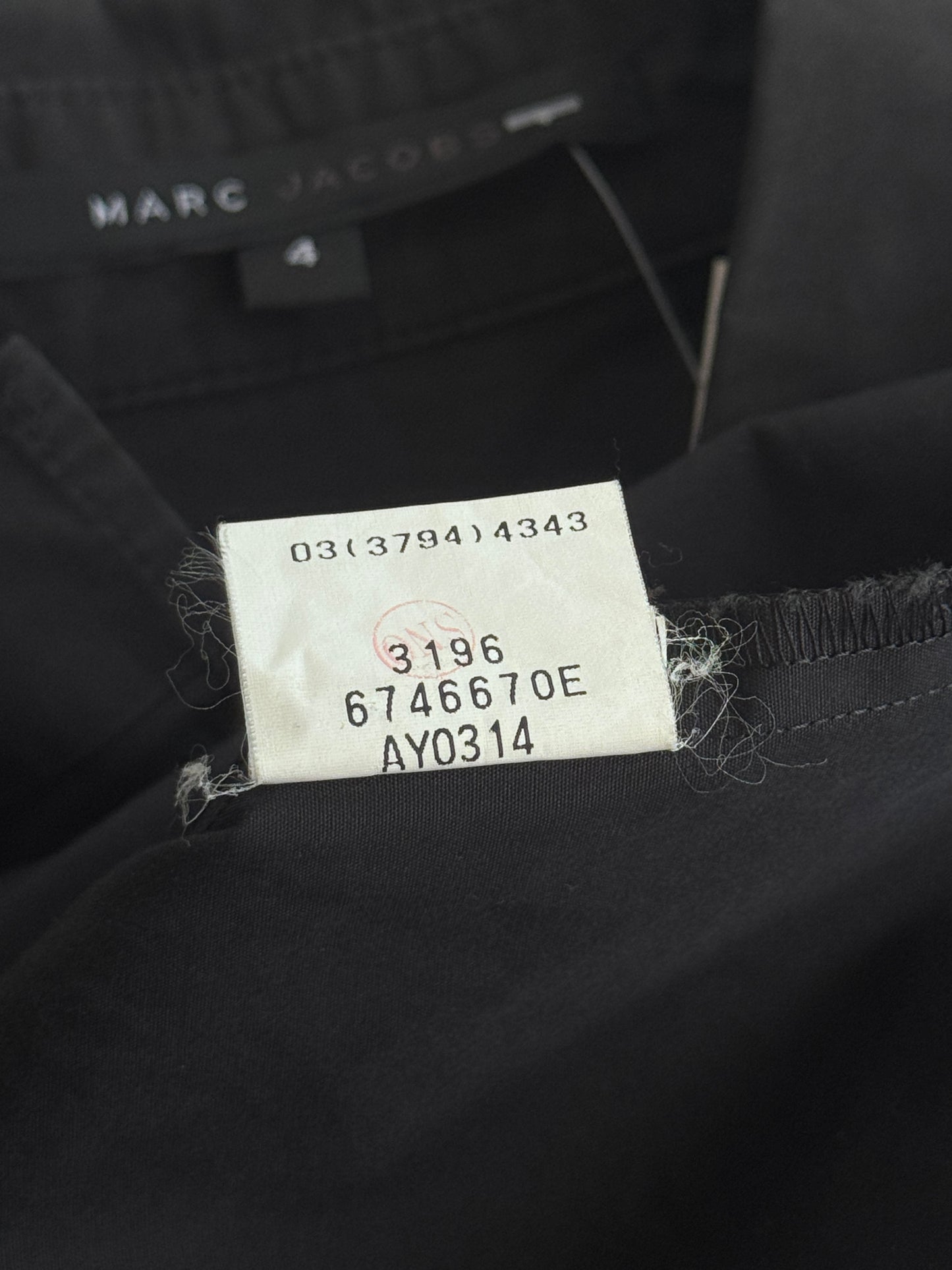 Marc Jacobs Black Cotton SS Button up Blouse