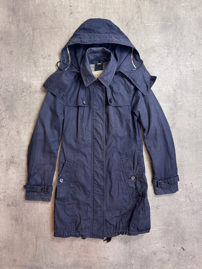 Burberry Navy Hooded Cotton Twill Parka Jacket