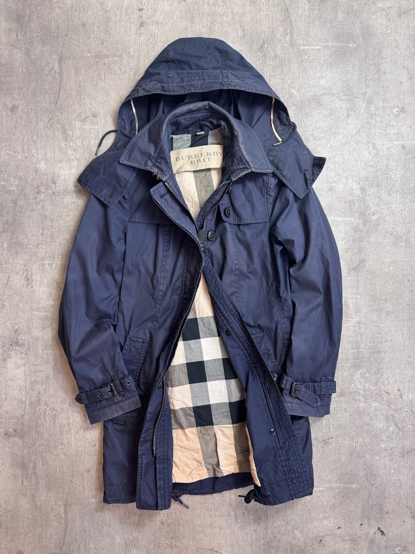 Burberry Navy Hooded Cotton Twill Parka Jacket
