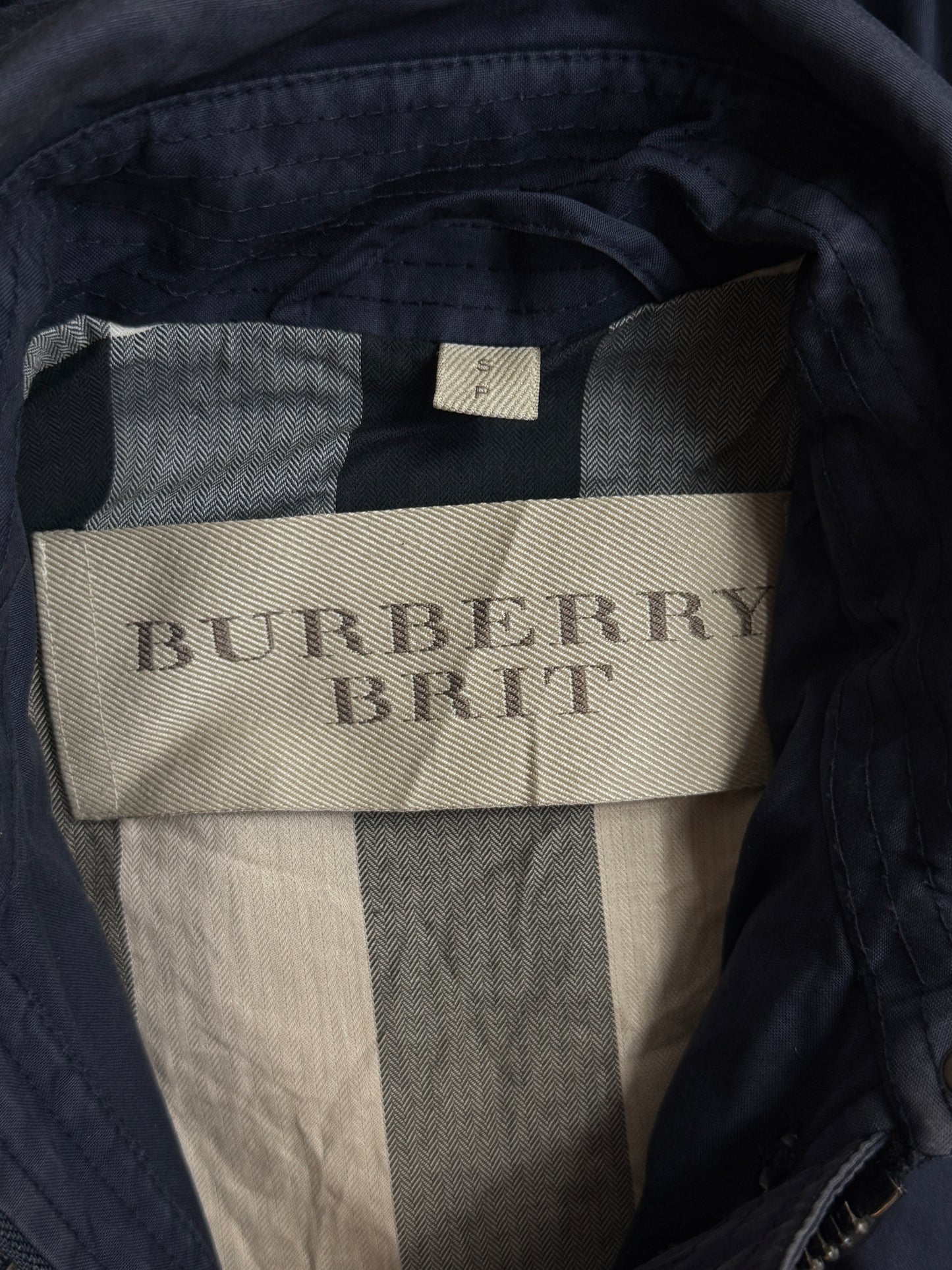 Burberry Navy Hooded Cotton Twill Parka Jacket
