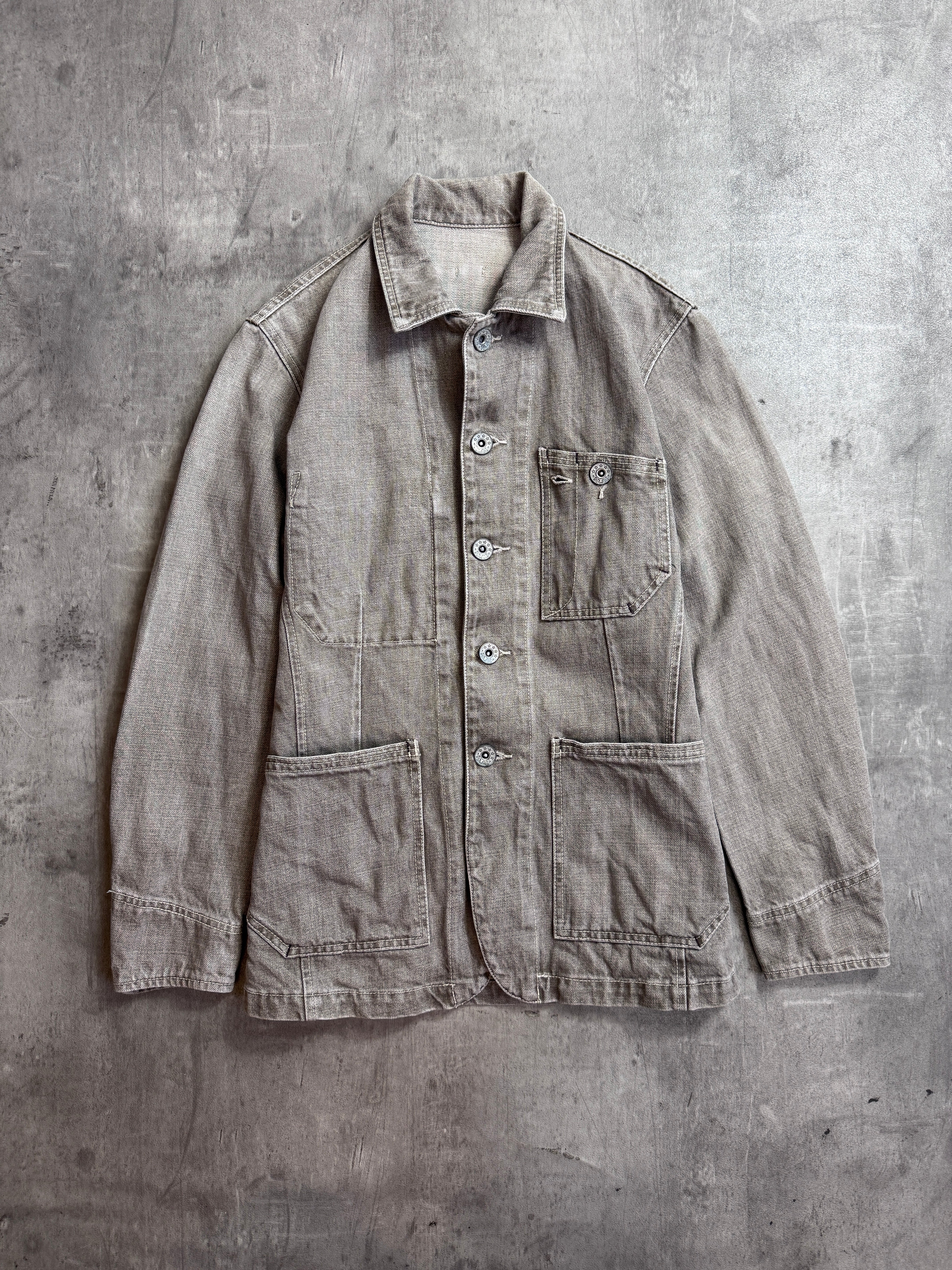 Takeo Kikuchi Grey Canvas Doughnut Button Chore Jacket – Vintage
