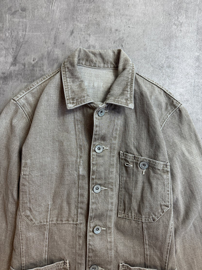 Takeo Kikuchi Grey Canvas Doughnut Button Chore Jacket