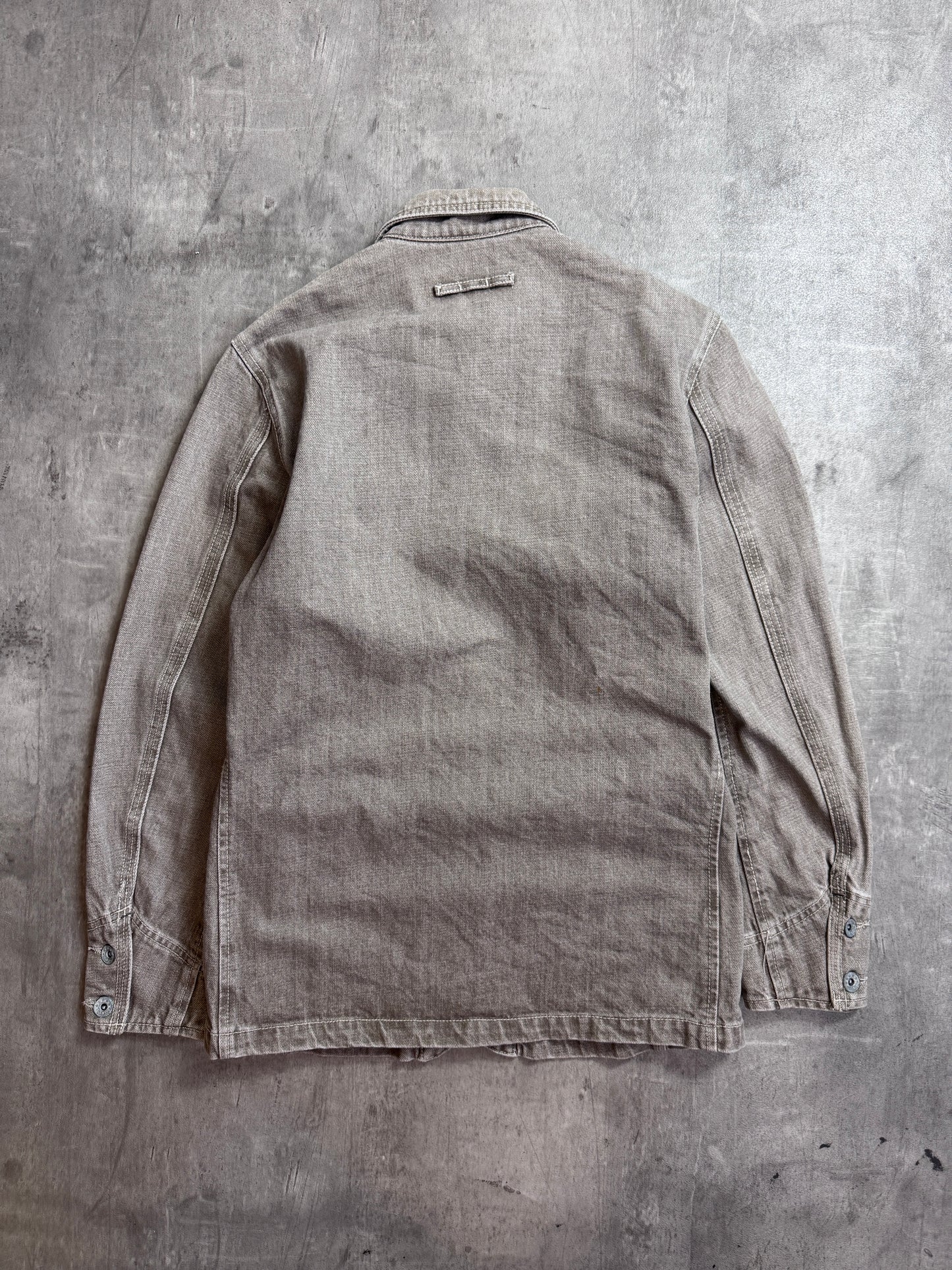 Takeo Kikuchi Grey Canvas Doughnut Button Chore Jacket