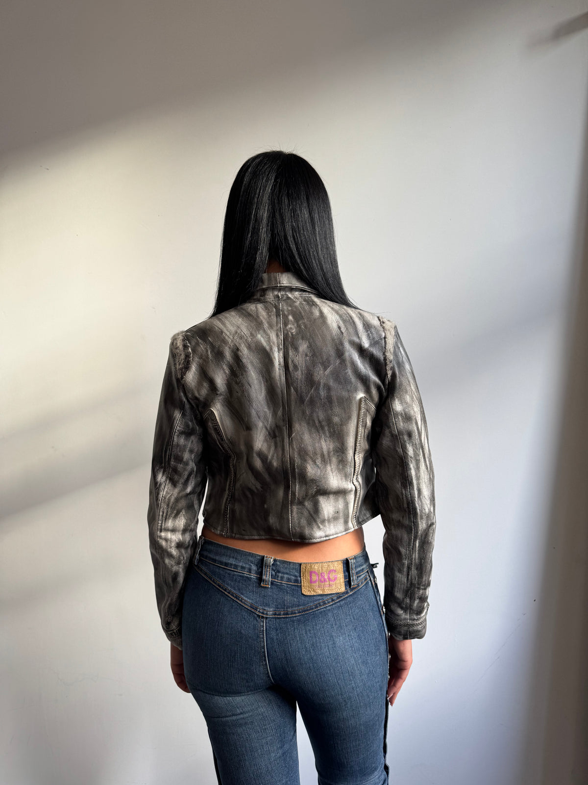VT Rework : Roberto Cavalli Knited Fabric Leather Jacket