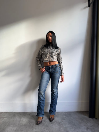 VT Rework : Roberto Cavalli Knited Fabric Leather Jacket