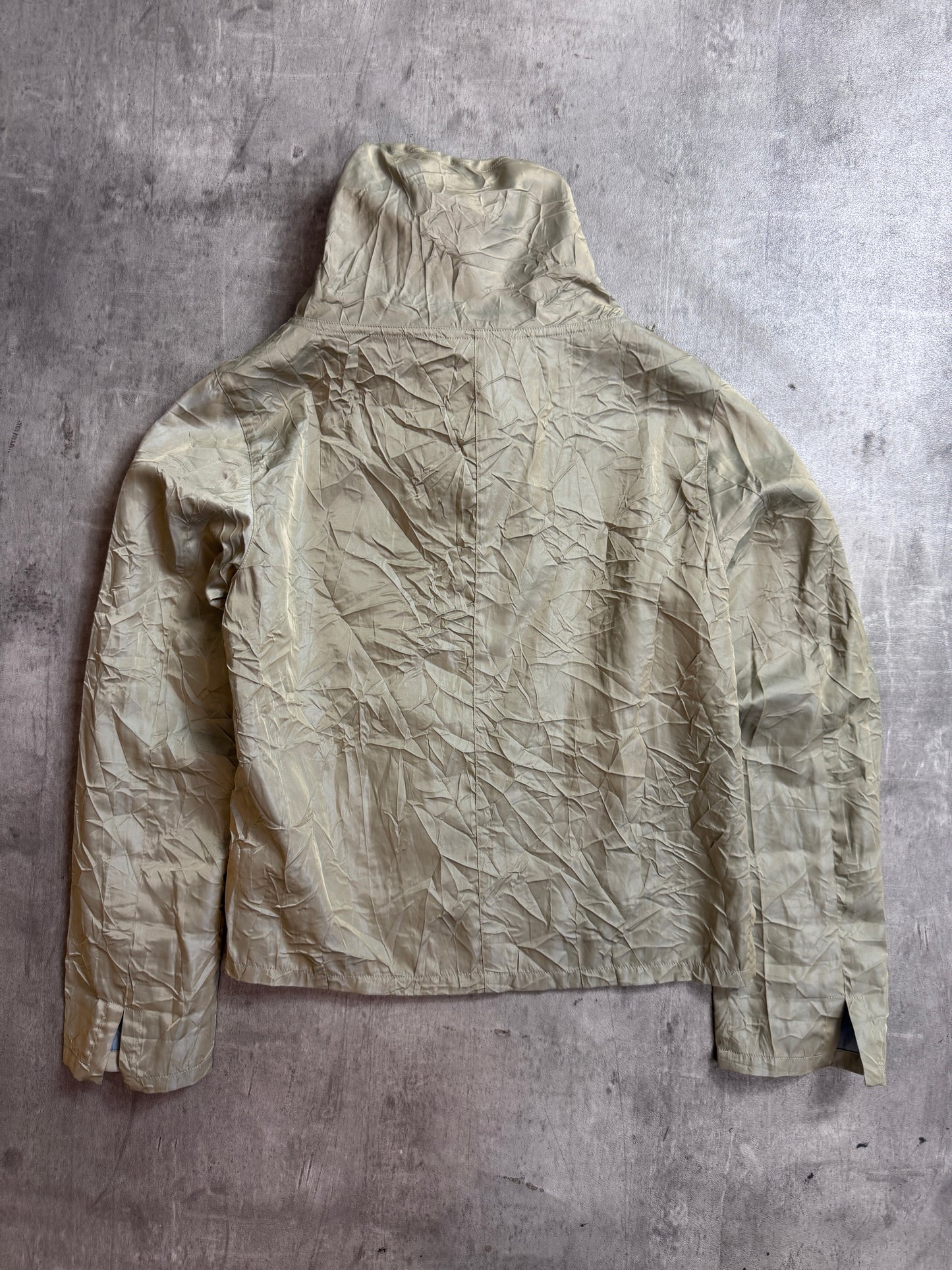 1990's Emporio Armani Crinkle Nylon Shawl Collar Jacket