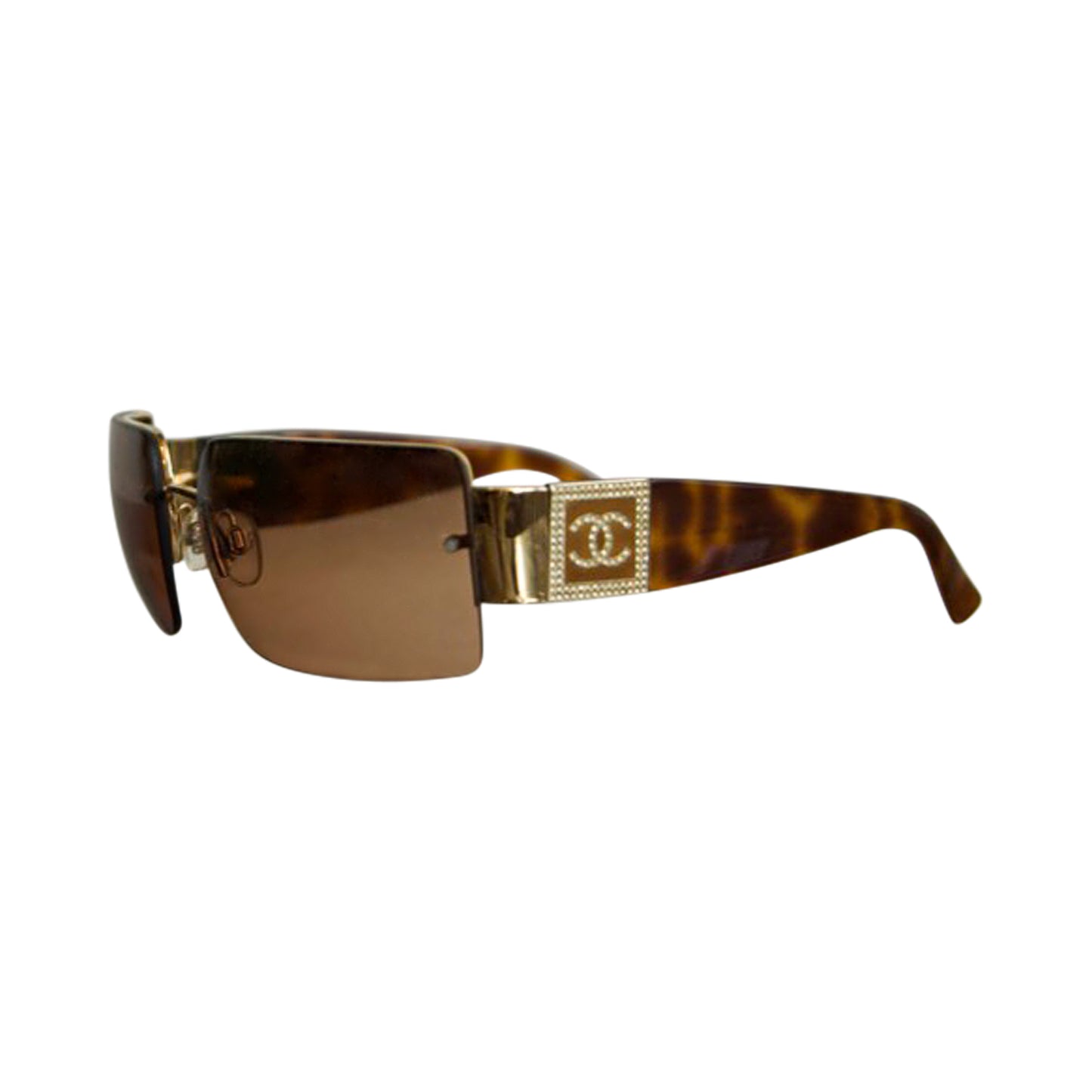 Chanel Rectangular Brown Rimless Sunglasses 4095