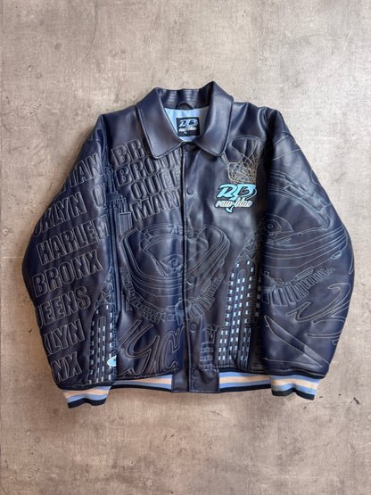 Raw Blue 'Street Elite' Embroidered Varsity Bomber Jacket