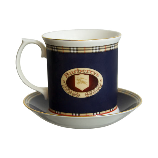 Burberry Navy China Mug and Saucer