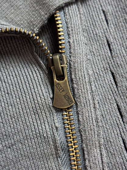 Issey Miyake Micro Rib Lettuce Trim Asymmetrical Cadigan