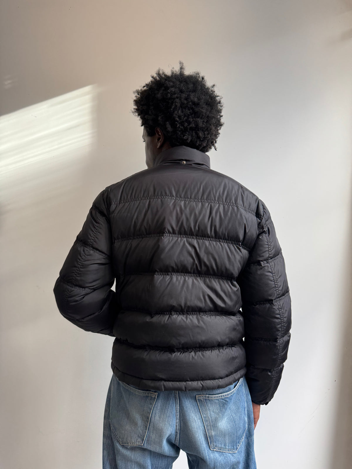 2017 Prada Plaque Logo Black Down Puffer Jacket