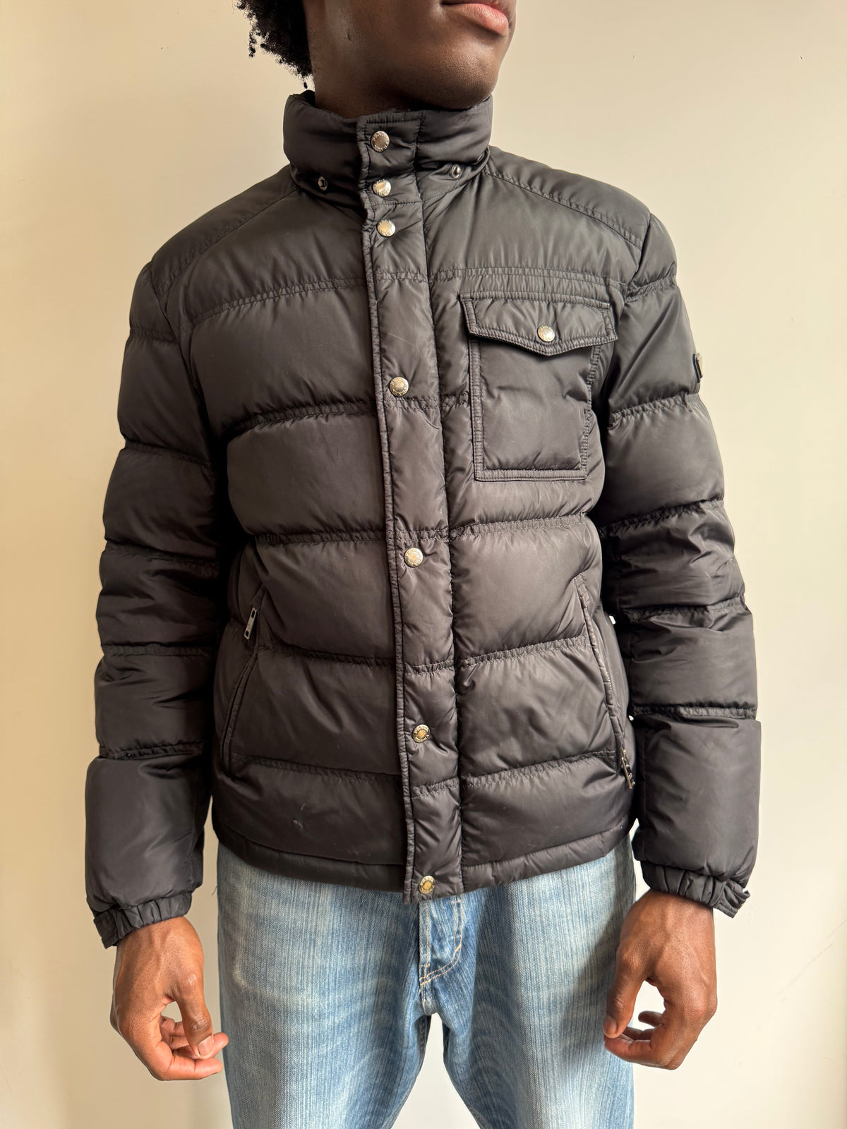 2017 Prada Plaque Logo Black Down Puffer Jacket