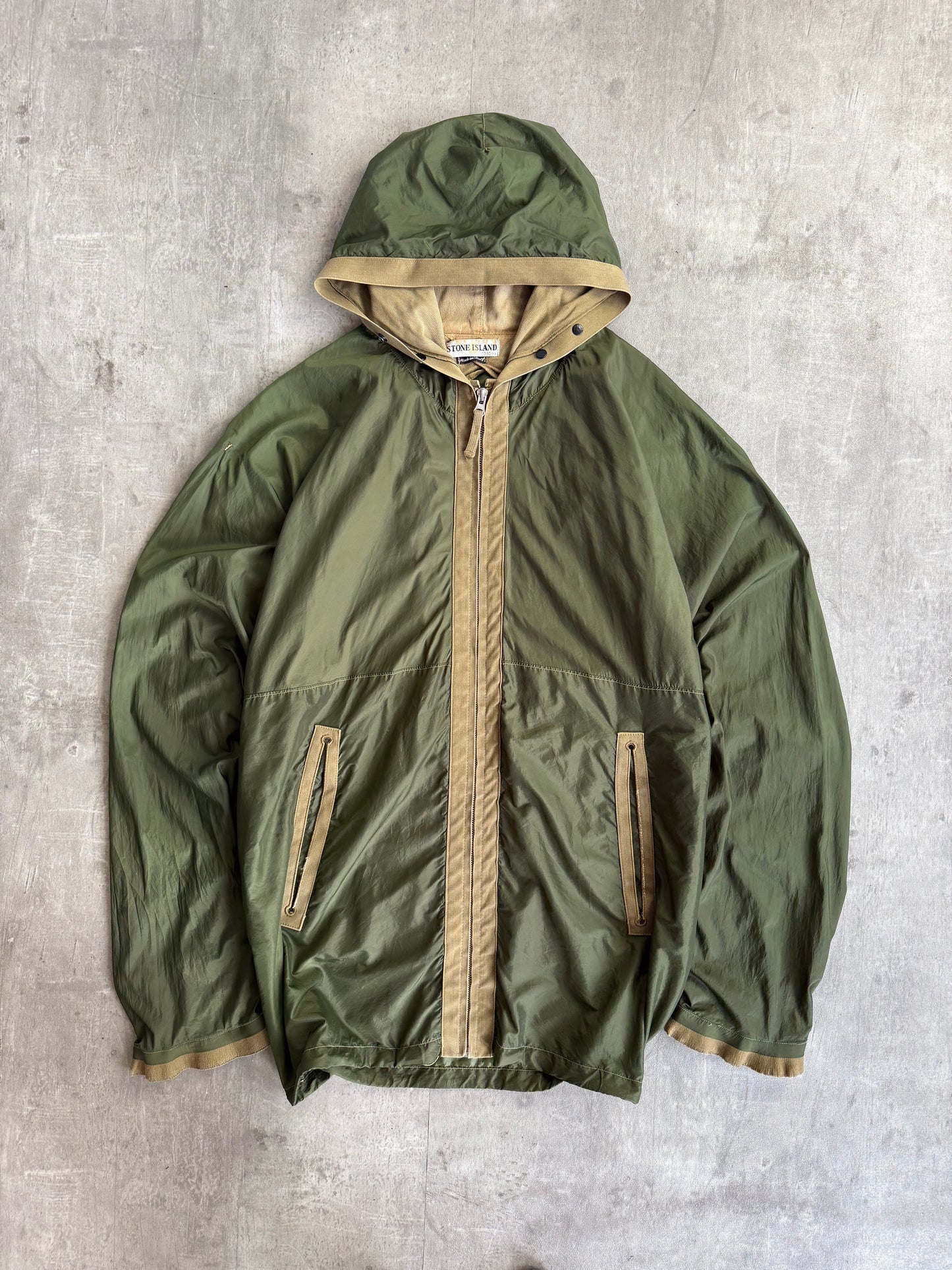 S/S2001 Stone Island Lightweight Olive Hooded Jacket