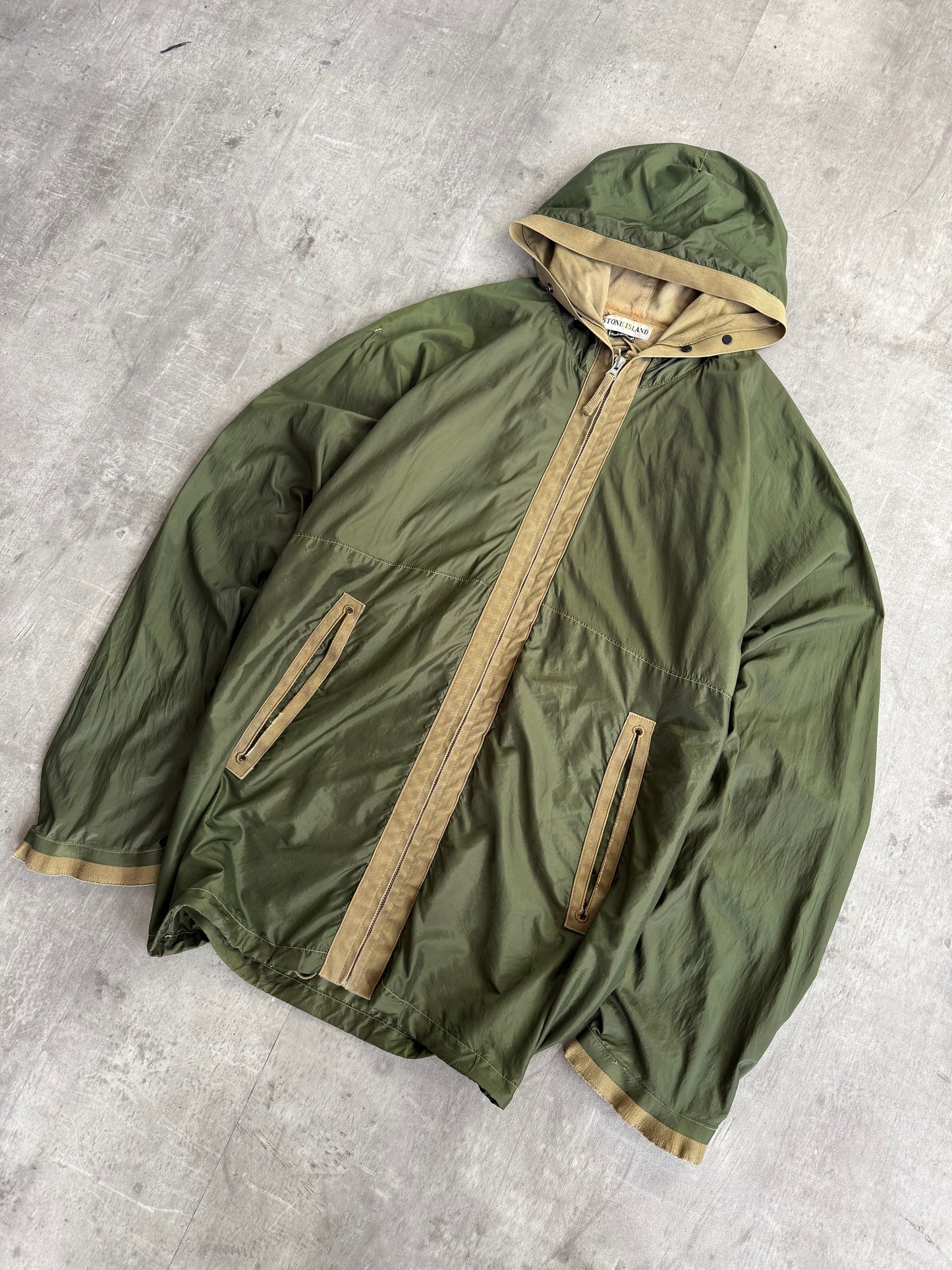 S/S2001 Stone Island Lightweight Olive Hooded Jacket