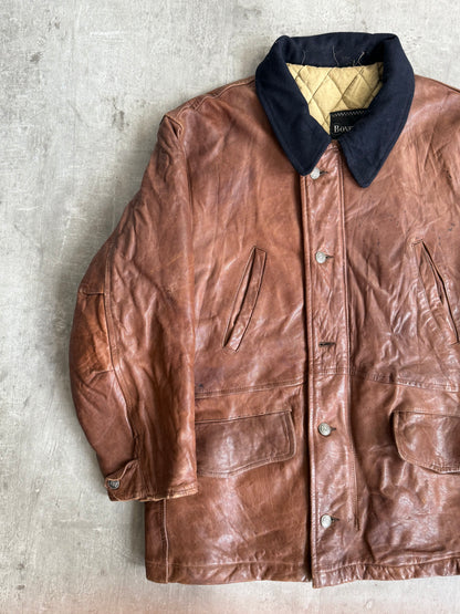 1980s Boneville Leather Chore Jacket with Wool Collar