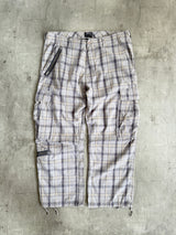 Stussy Grey Check Cotton Cargo Trousers