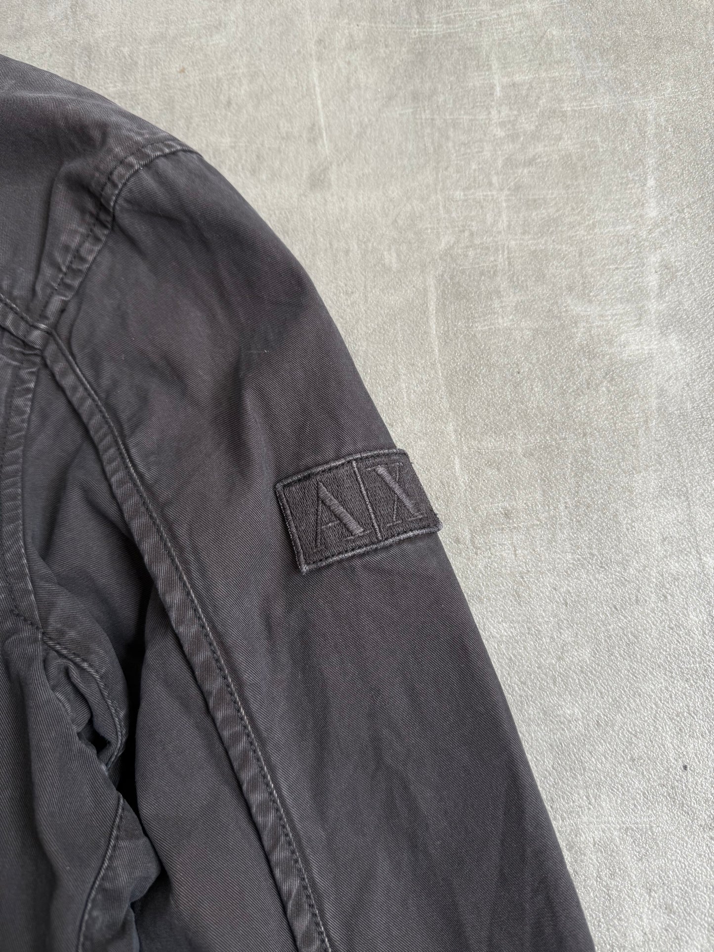 Armani Washed Black Cotton Moto Jacket