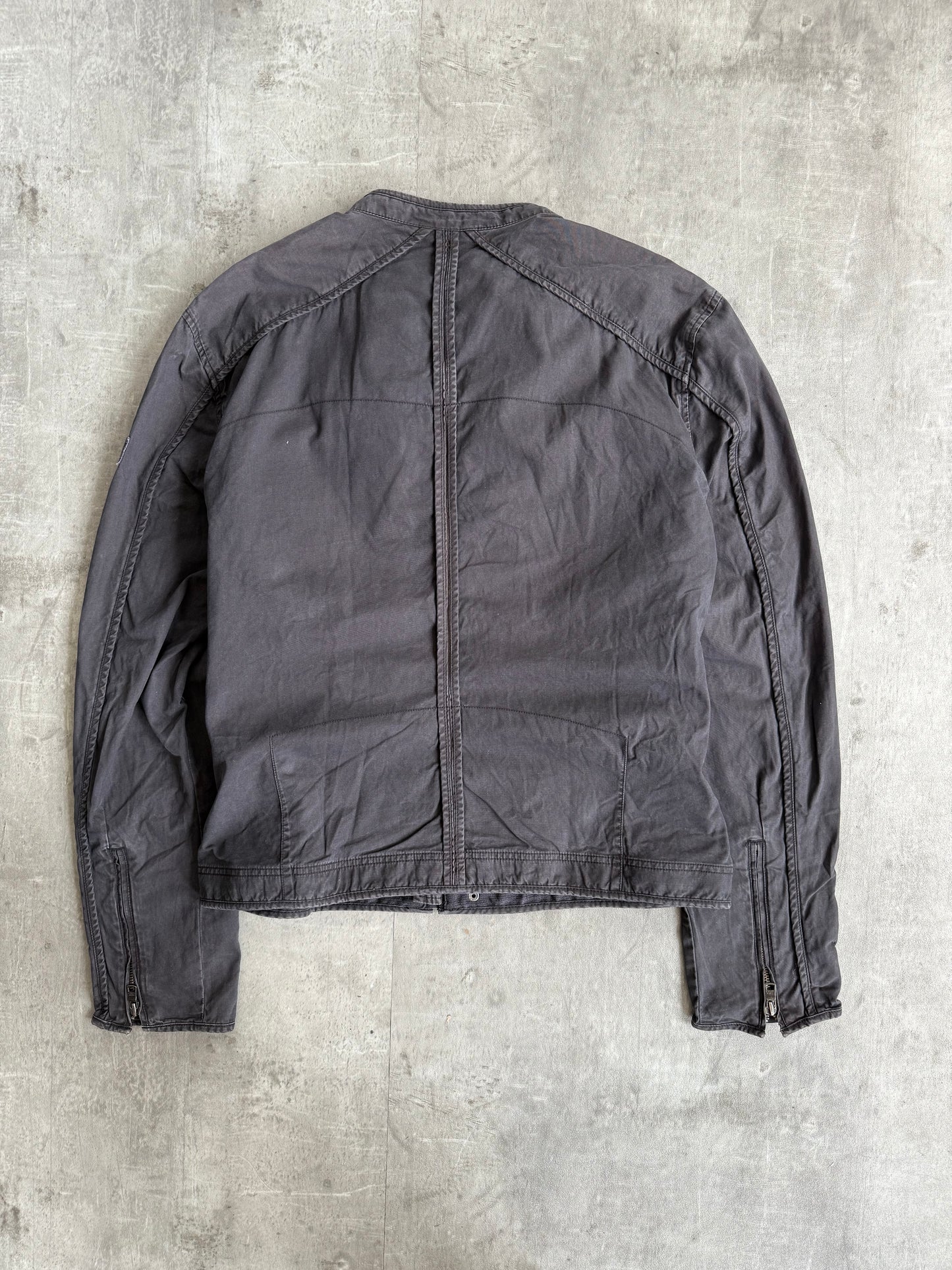Armani Washed Black Cotton Moto Jacket