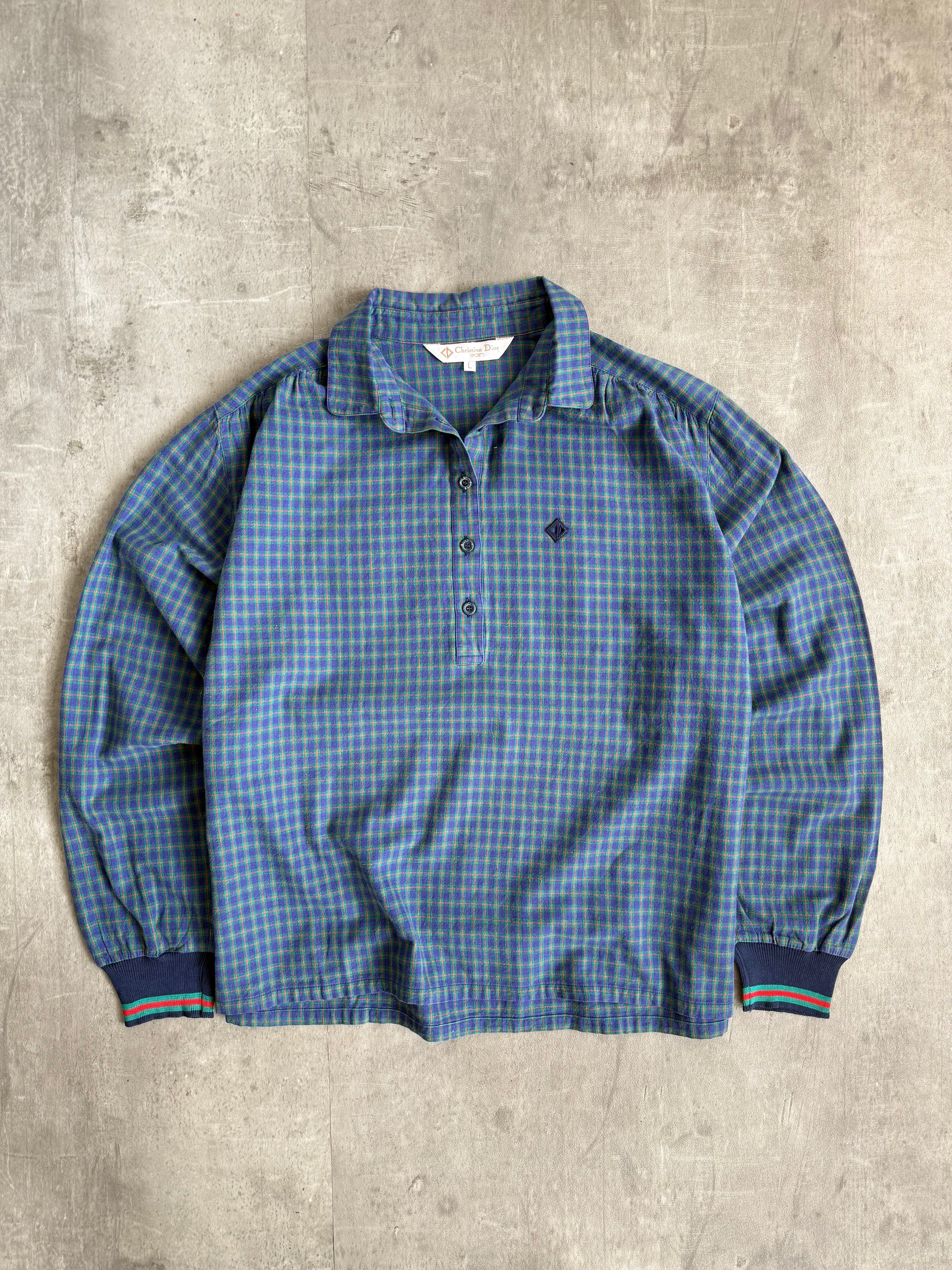 1980s Christian Dior Blue Boxy LS Shirt – Vintage