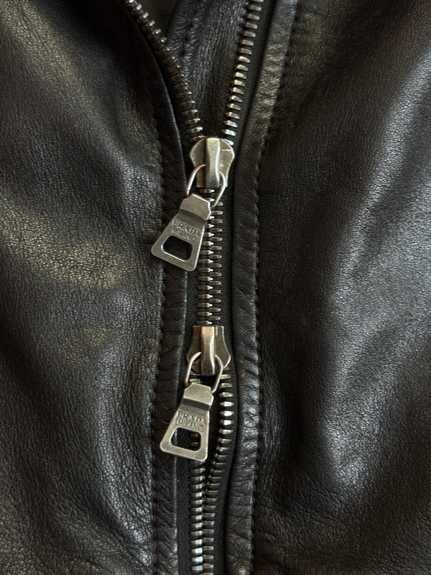 AW2002 Prada Knit Sleeve Leather Jacket