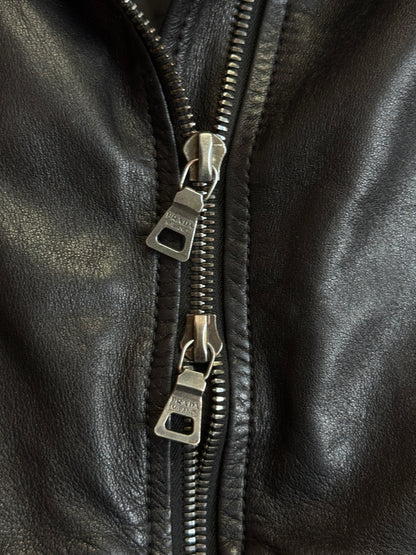 AW2002 Prada Knit Sleeve Leather Jacket