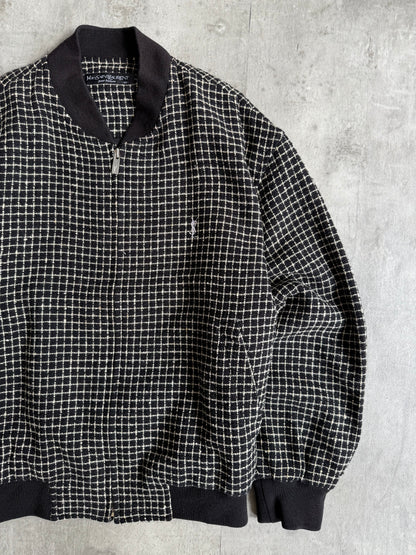 YSL Black Check Wool Bomber