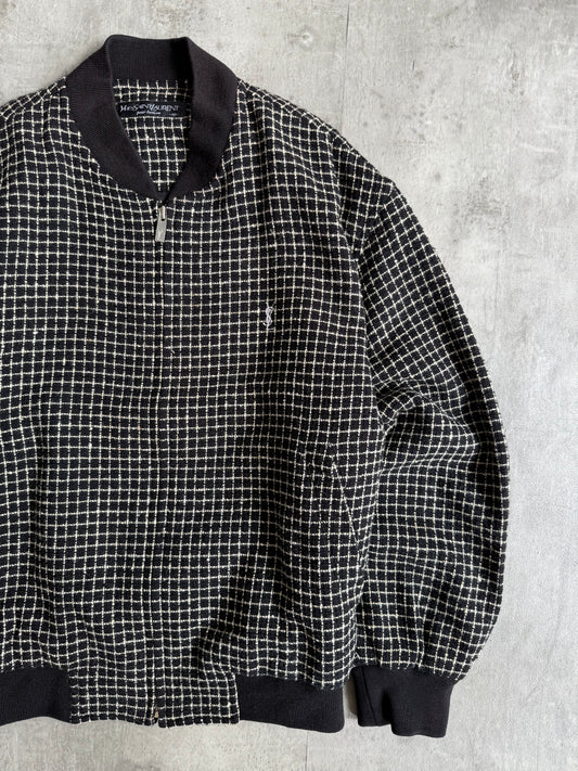 YSL Black Check Wool Bomber