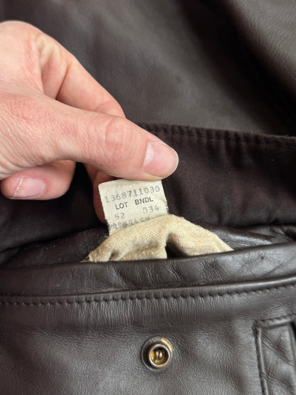 Schott Fleece Lined Brown Leather Flight Jacket