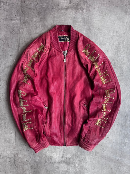 Pelle Pelle Marc Buchanan Diamonte Spellout Red Leather Jacket