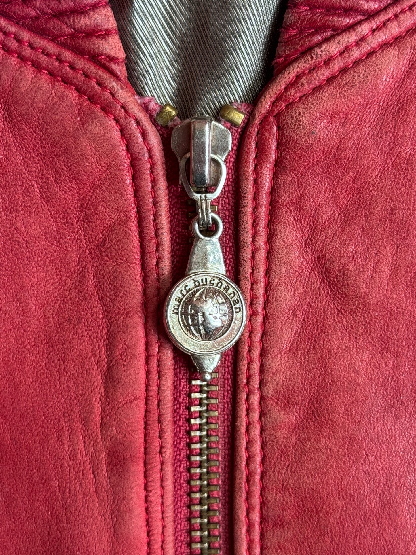 Pelle Pelle Marc Buchanan Diamonte Spellout Red Leather Jacket