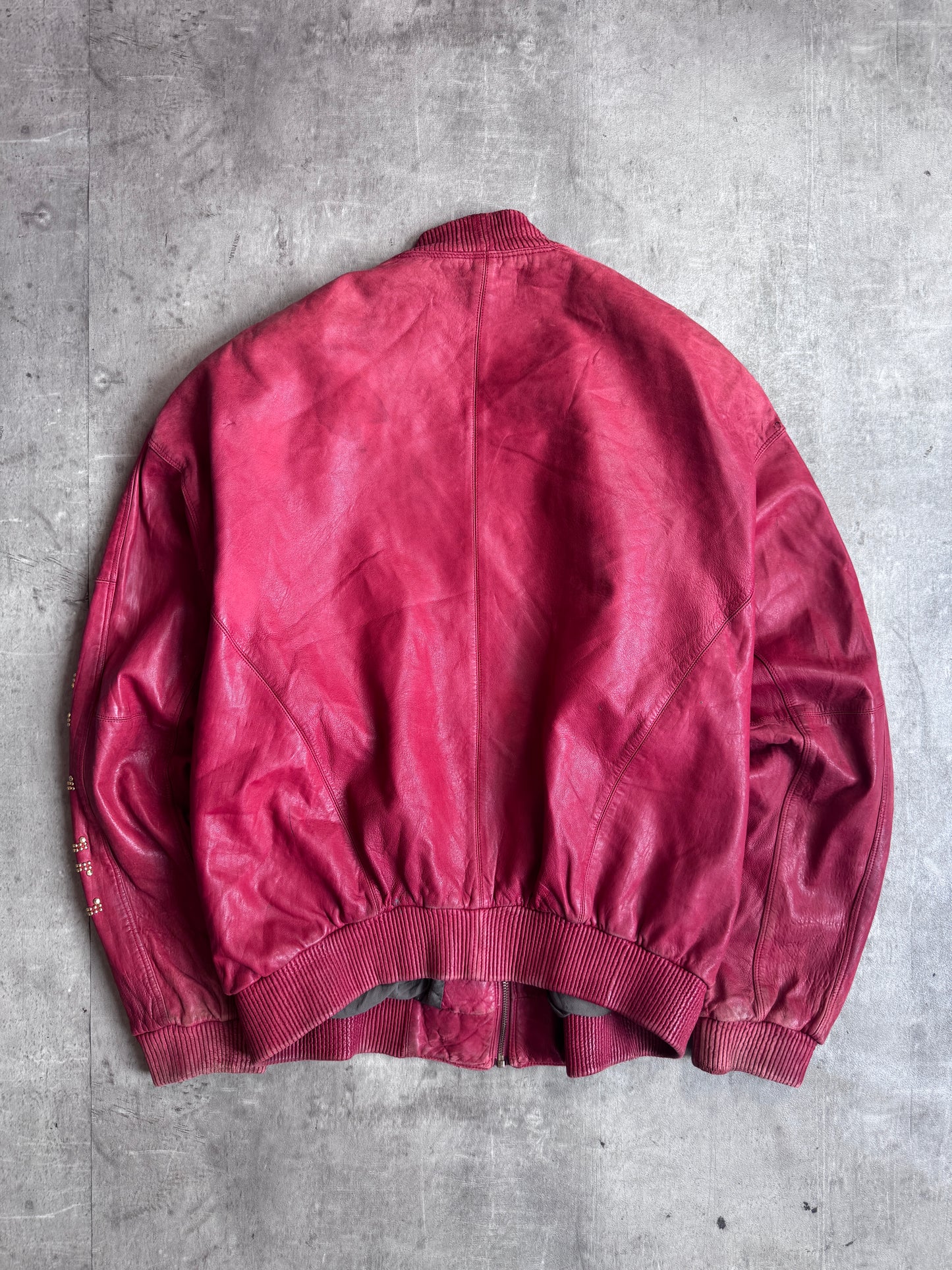 Pelle Pelle Marc Buchanan Diamonte Spellout Red Leather Jacket