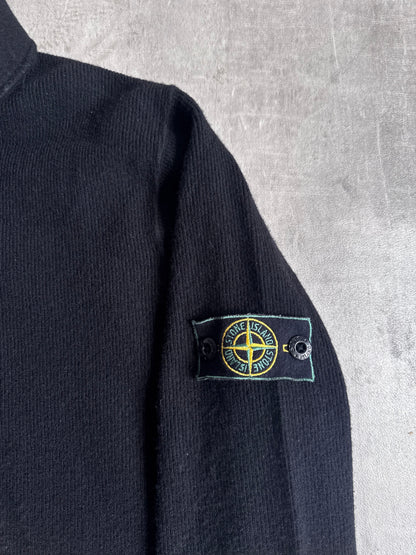 A/W1999 Stone Island Black Quarter Button Knit Sweater
