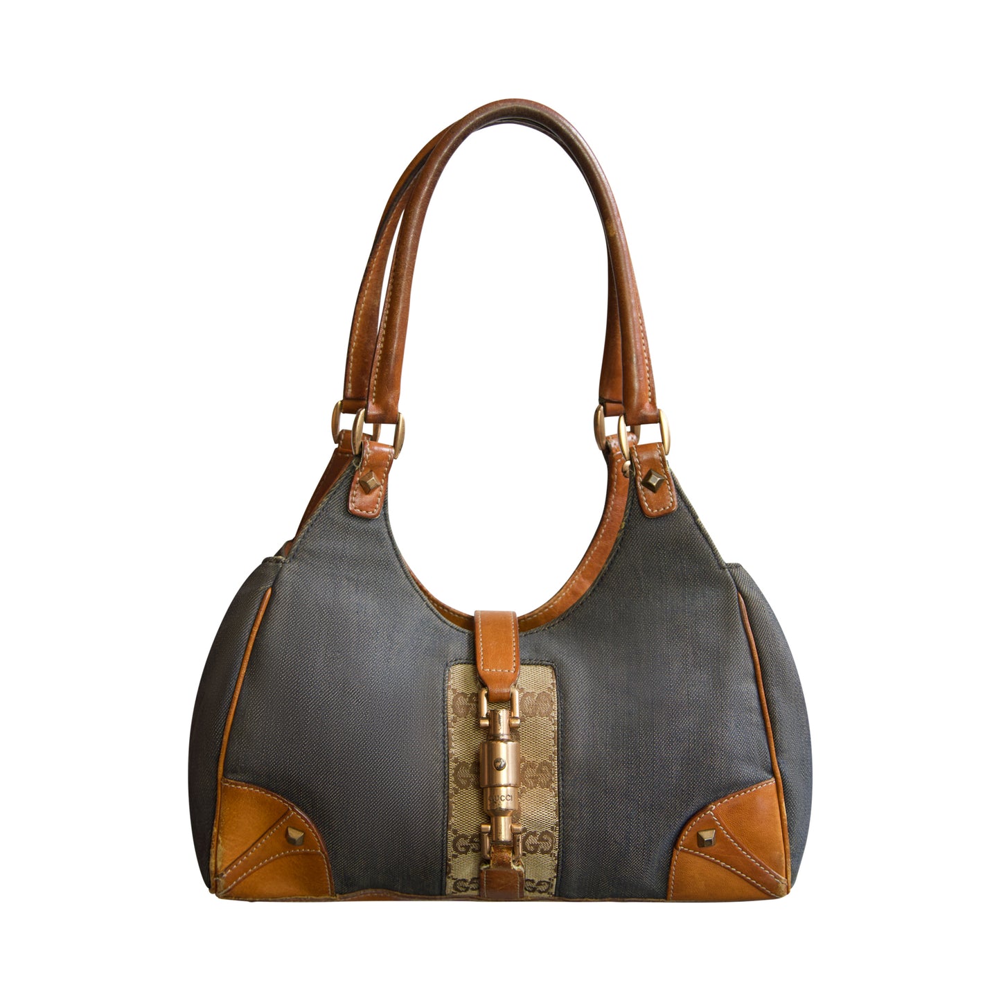 Gucci Jackie Nailhead Denim Shoulder Bag