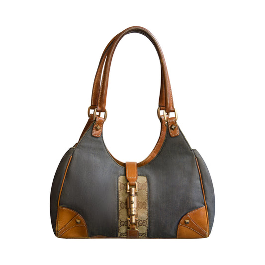 Gucci Jackie Nailhead Denim Shoulder Bag