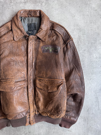 Avirex Hollywood at War Brown Distressed Leather Flight Jacket