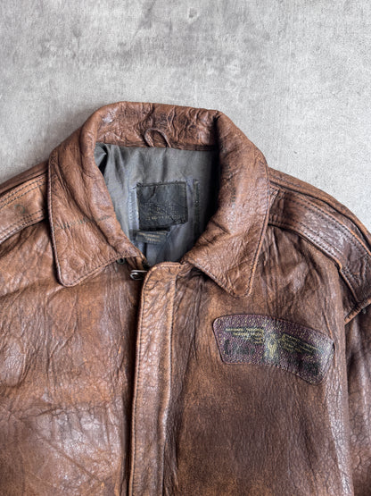 Avirex Hollywood at War Brown Distressed Leather Flight Jacket