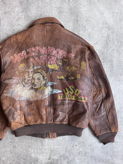Avirex Hollywood at War Brown Distressed Leather Flight Jacket