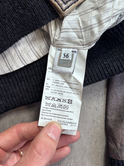 D&G Buckle Collar Button Down Distressed Leather Jacket