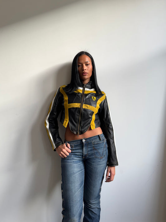 VT Rework: Ferrari Tri-Stripe Leather Moto Jacket