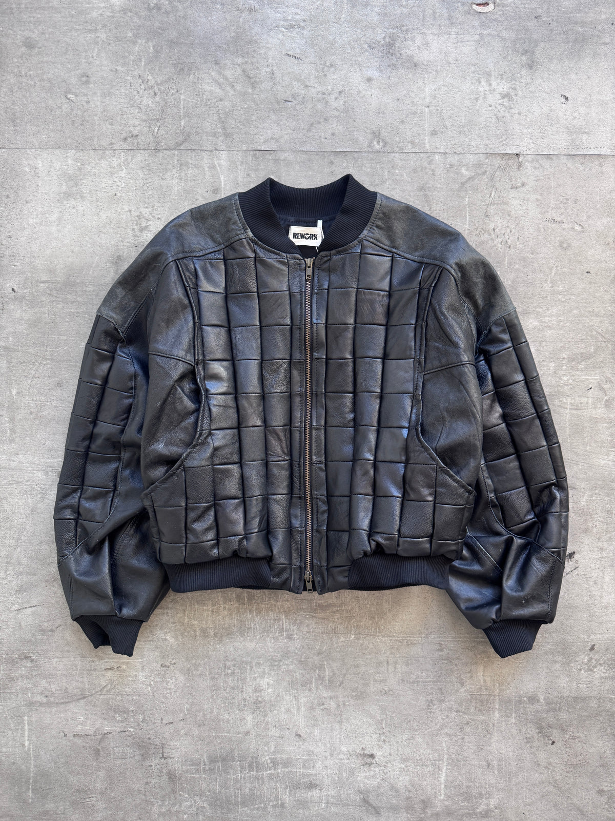 VT Rework: Hybrid Quilted Leather Cropped Bomber Jacket