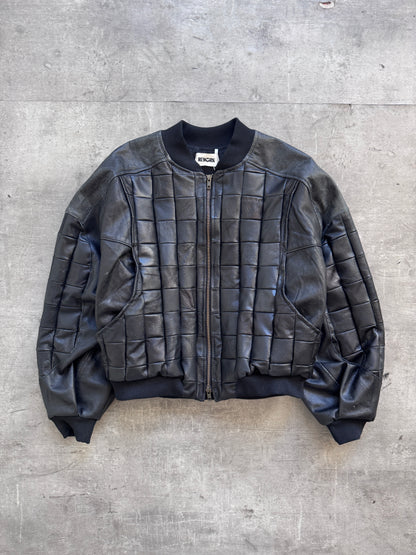 VT Rework: Hybrid Quilted Leather Cropped Bomber Jacket