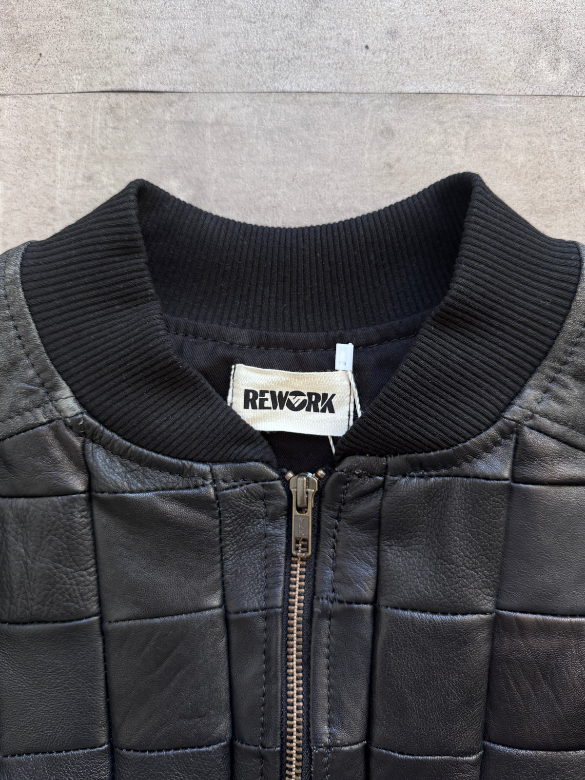 VT Rework: Hybrid Quilted Leather Cropped Bomber Jacket