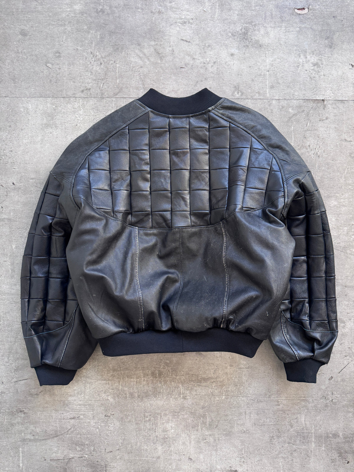 VT Rework: Hybrid Quilted Leather Cropped Bomber Jacket