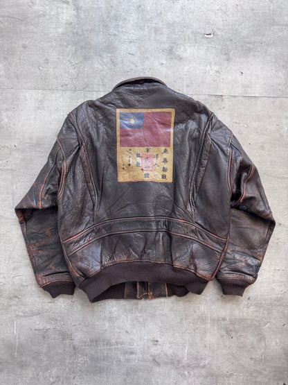 1987 Avirex Patched Texas Leather Flight Bomber Jacket
