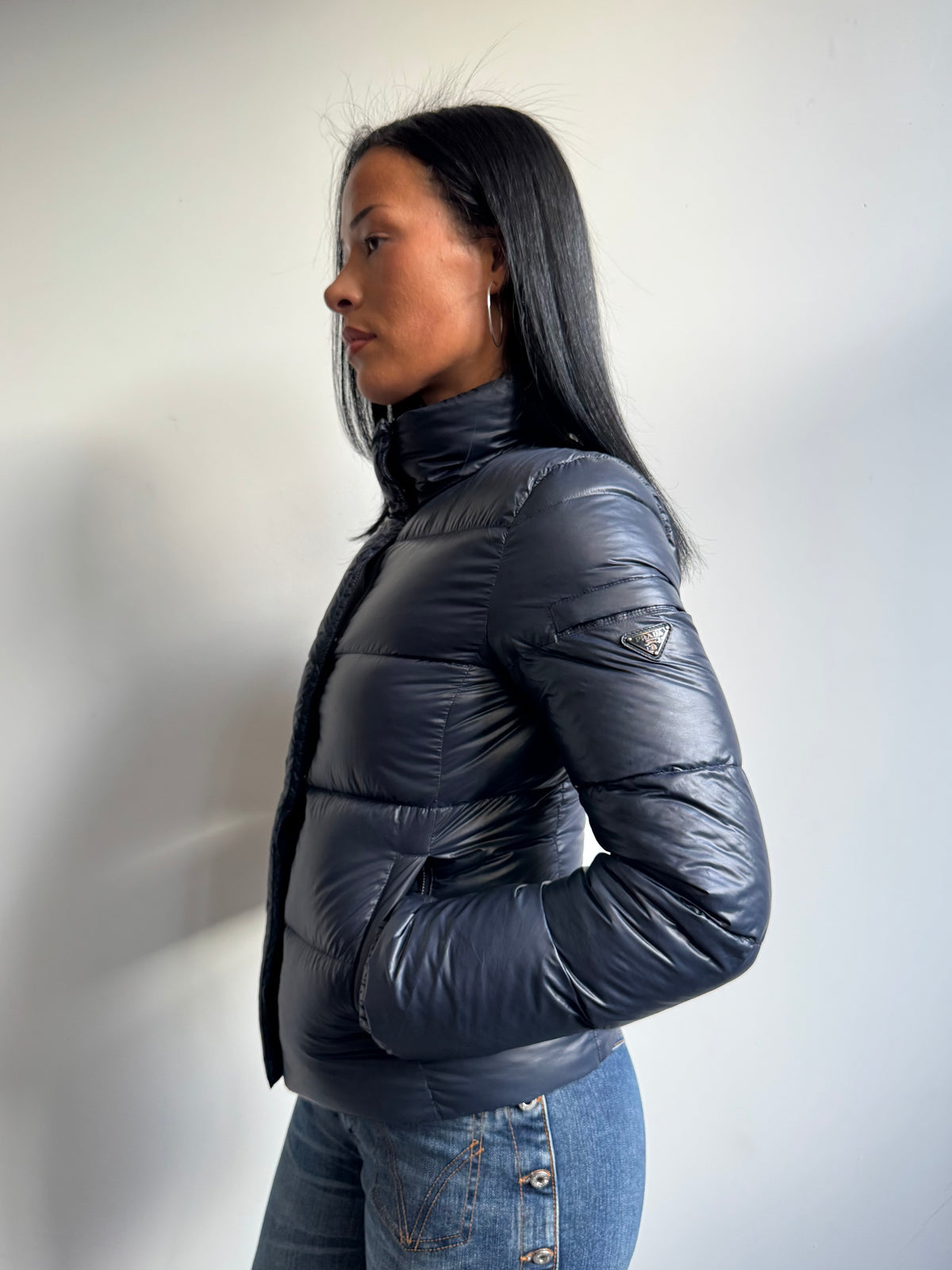 Prada Sport Plaque Technical Down Puffer Jacket